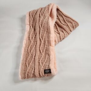 UGG Australia Pink Cozy Infinity Scarf  Cable Knit and Soft Fleece Super Warm
